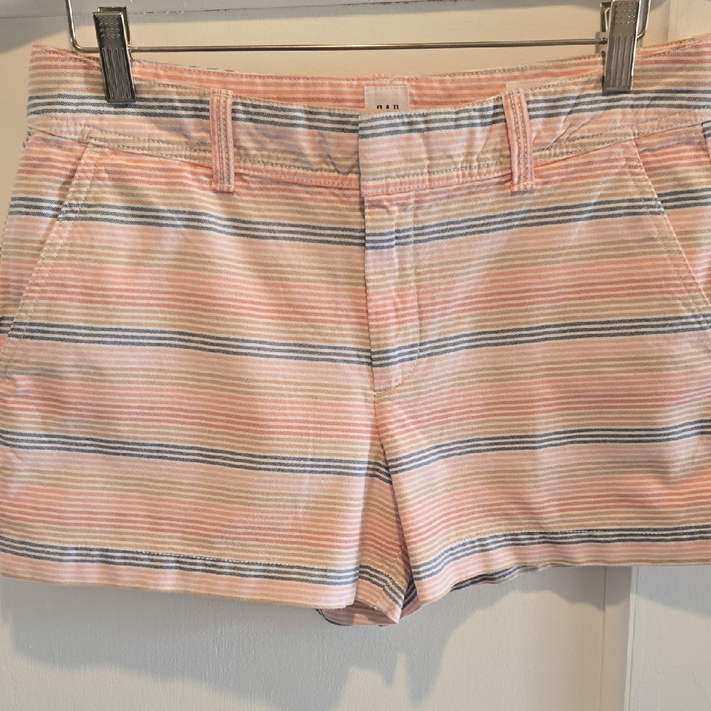 GAP Pink Blue and Tan Striped Shorts